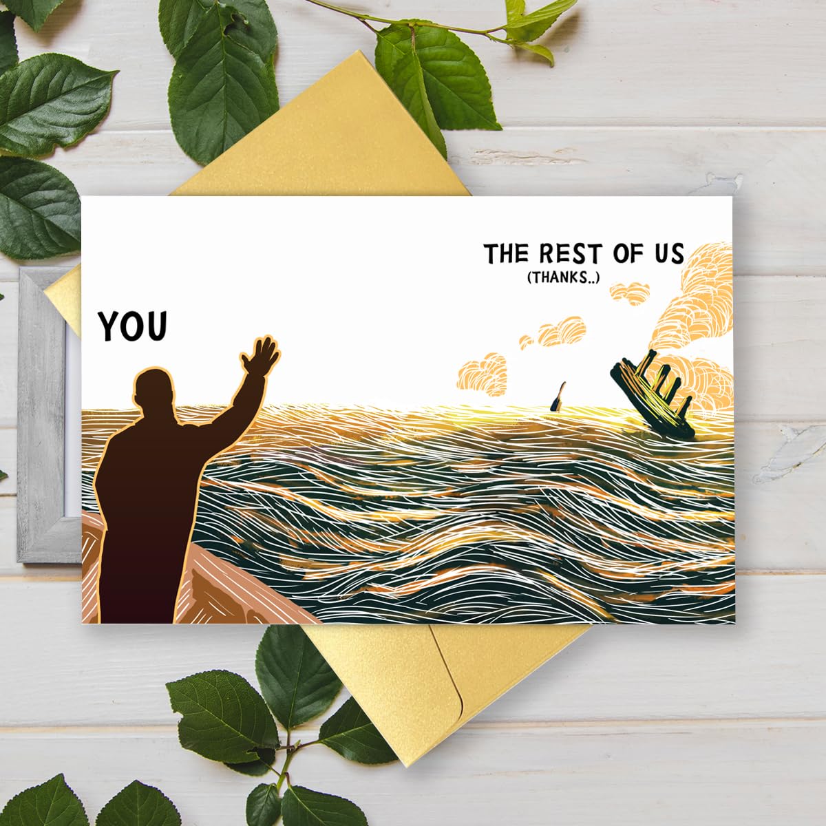 RUALOVE Sinking Ship Leaving Card, Funny New Job Card for Work Colleague,Thank you card,Coworker Leaving Card, Going Away Card for Him Her, Goodbye Card Goodluck Gift Farewell Card Coworker