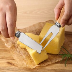 4-Piece Cheese Knife Set, Cheese Knives Cheese Knife Set Wooden Handle Stainless Steel Cheese Slicer Fork Spreader for Cheese Butter Pizza Cake Cutlery Cheese Knife Gift