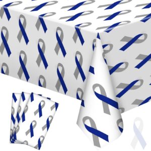 buryeah 3 pcs diabetes awareness tablecloth type 1 diabetes accessories blue and gray ribbon rectangle disposable plastic table covers diabetes awareness month decoration for home community events