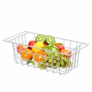 blitzlabs Freezer Organizer Bins Deep Freezer Basket Storage Rack Bins Wire Metal Baskets with Hanging Handles 16.5" 2Packs