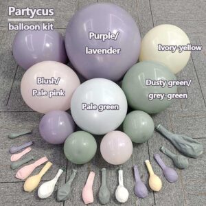 Dusty Green Purple Pink Balloon Garland Double Stuffed Lavender Mist Green Ivory Blush Balloon Pastel Light Green Lilac Balloon Arch Kit for Baby Shower Birthday Wedding Wildflower Party Decoration