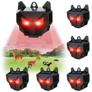 reoasis solar animal repellent outdoor, 6 pack waterproof coyote deterrent for chicken coop farm garden yard, predator lights for racoon skunk deer coyote fox