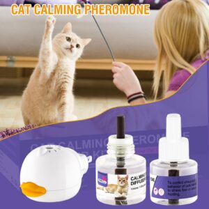 DUNKHADEN Cat Calming Pheromone Diffuser Reduces Conflict Between Cats Effective Anxiety Relief for Cats & Cat Calming Soothing 48ML 3 Refills Fits All Cats - 3 Pack