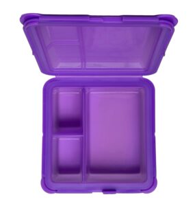 big bee, little bee - softshell luncher reusable silicone food storage container with connected clamshell lid, bento style, easy to clean, snaps closed, microwave, freezer & dishwasher safe (grape)