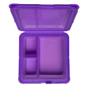 Big Bee, Little Bee - SoftShell Luncher Reusable Silicone Food Storage Container with Connected Clamshell Lid, Bento Style, Easy to Clean, Snaps Closed, Microwave, Freezer & Dishwasher Safe (Grape)