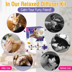 DUNKHADEN Cat Calming Pheromone Diffuser Reduces Conflict Between Cats Effective Anxiety Relief for Cats & Cat Calming Soothing 48ML 3 Refills Fits All Cats - 3 Pack