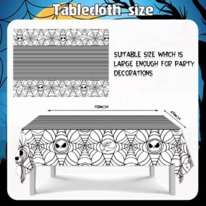 suonengongyi Nitemare Christmas Tablecloth, 3PCS Halloween Cobweb Disposable Tablecovers Halloween Spider Web Tablecloth with Nitemare Christmas for Halloween Birthday Party Decoration