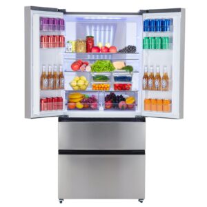 garveehome french door refrigerator, 18.8 cu.ft. counter depth stainless steel refrigerators, 4 door fridges full size bottom freezer kitchen fridge, automatic defrost, led lighting