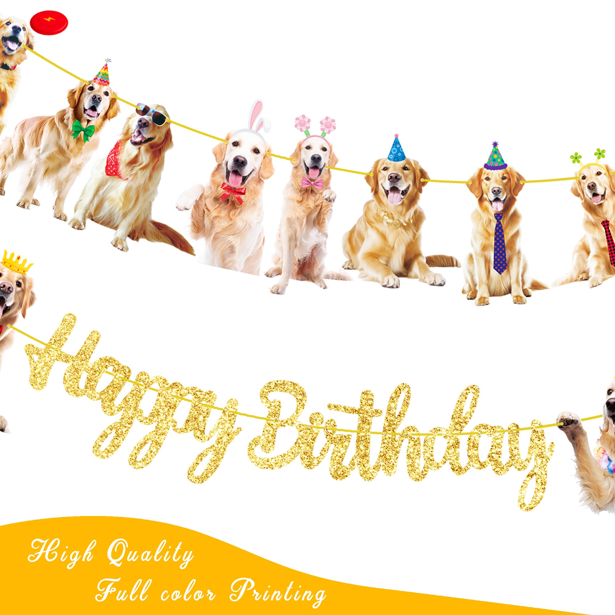 Golden Retriever Birthday Decorations 3Pcs Golden Retriever Birthday Party Banners Dog Birthday Decorations Puppy Dog Party Banners for Dog Birthday Party Supplies