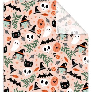 jarthenaamcs 6 sheets halloween wrapping paper - not roll - cute pumpkin ghost cat gift wrap paper folded flat diy craft paper for birthday baby shower party decor, 27.6 x 39.4 inch