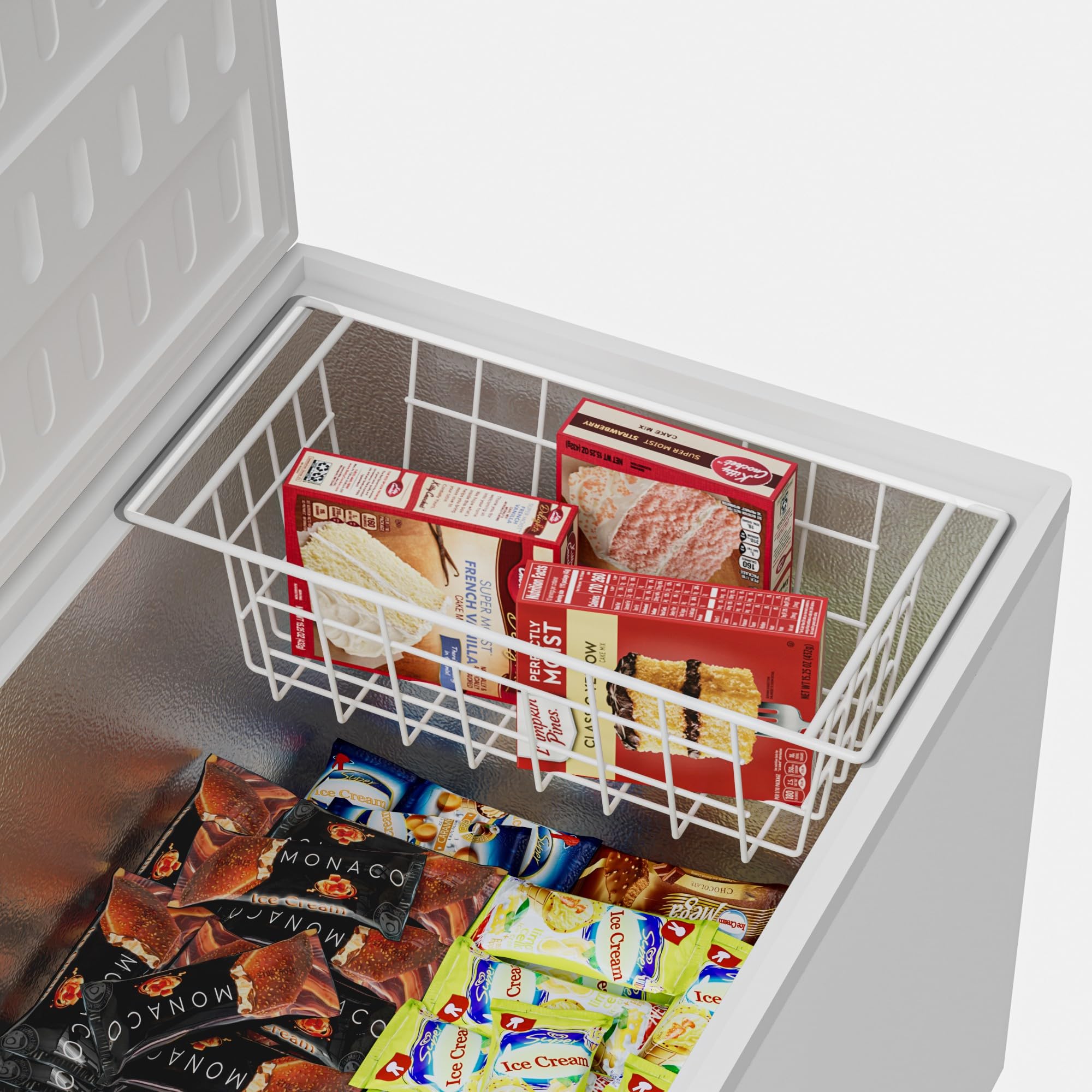 blitzlabs Freezer Organizer Bins Deep Freezer Basket Storage Rack Bins Wire Metal Baskets with Hanging Handles 16.5" 2Packs