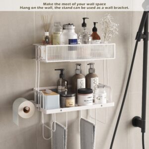 COVAODQ Bathroom Organizer Over The Toilet Storage Cabinet 2-Tier Bathroom Storage, Bathroom Shelves with Paper Rack 2 Tier