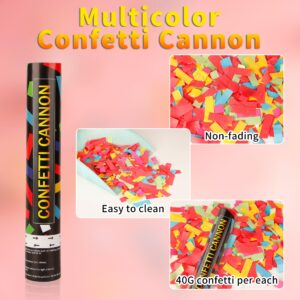 6 Pack 12 Inch Confetti Cannon Multicolor Confetti Popper Party Shooter for Wedding Birthday Graduation Celebration, These Pack of 6 Confetti cannon with Biodegradable Paper Launches 16 ft