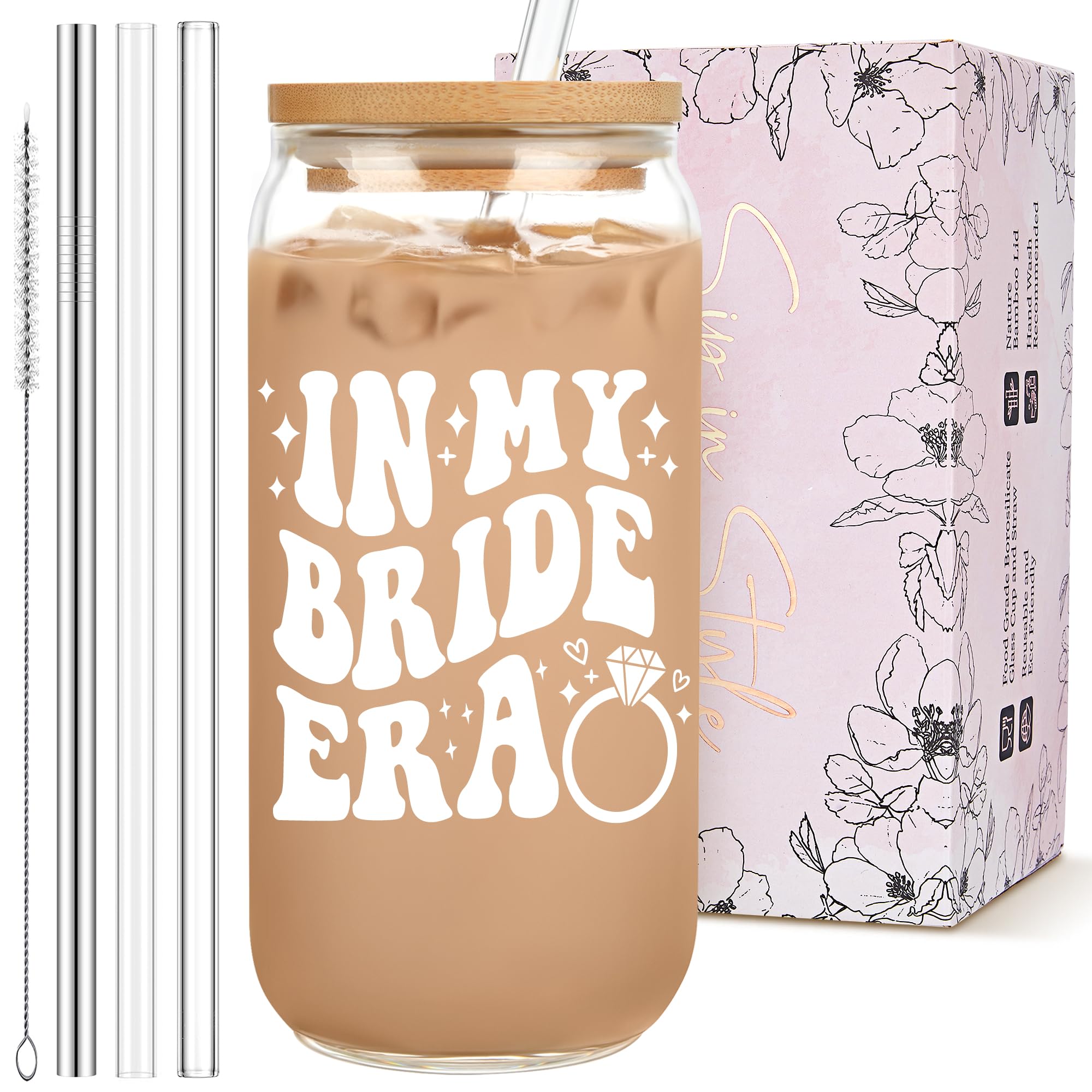 Bridal Shower Gifts - Bride Gifts - Bachelorette Gifts for Bride - Bride to Be Gifts - Wedding Gifts for Bride - Future Mrs Wifey Gifts - Cute Cool Wedding Day Gift in My Bride Era Glass Cup Tumbler