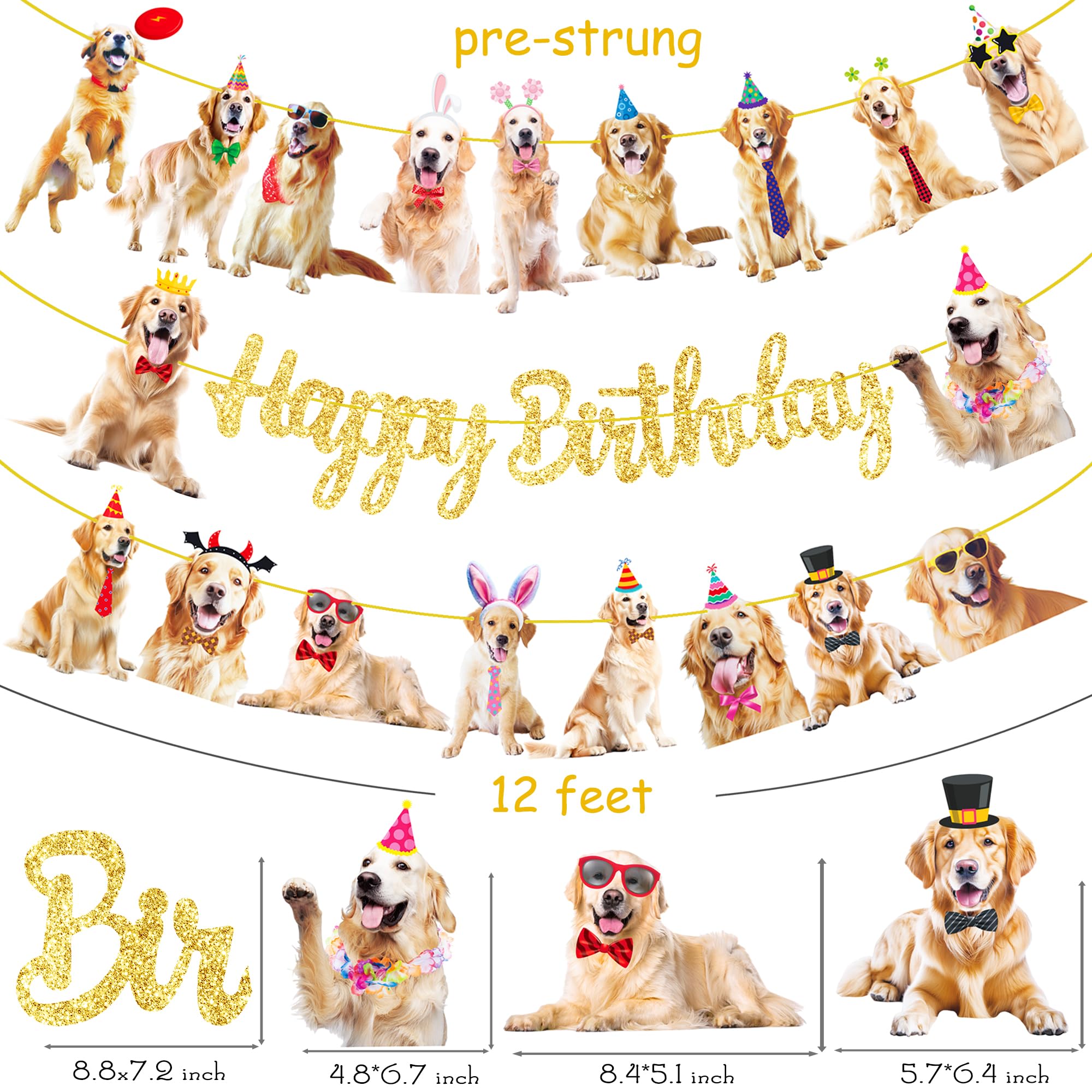 Golden Retriever Birthday Decorations 3Pcs Golden Retriever Birthday Party Banners Dog Birthday Decorations Puppy Dog Party Banners for Dog Birthday Party Supplies