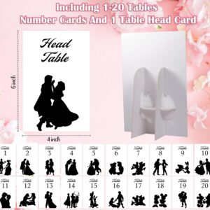 Cartoon Table Numbers 1-20 with Head Table Card & Stands Holders, Elegant 4 x 6 Inch Place Seating Sign for Baby Shower, Wedding Reception, Birthday Party Event Centerpiece Decorations