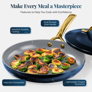 Gotham Steel Modern 11 Pc Ceramic Pots and Pans Set Non Stick, Kitchen Cookware Sets, Non Stick Pots and Pan Set, Ceramic Cookware Set, Pot and Pan Set, Non Toxic Cookware Set, Dishwasher Safe - Navy