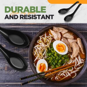 Hushee 200 Pcs Asian Soup Spoon Chinese Soup Spoons Bulk Large Melamine Noodle Ramen Spoons Reusable Japanese Noodle Spoons Wonton Rice Dumpling Pho Spoon Dinner Spoons for Home Restaurant Kitchen