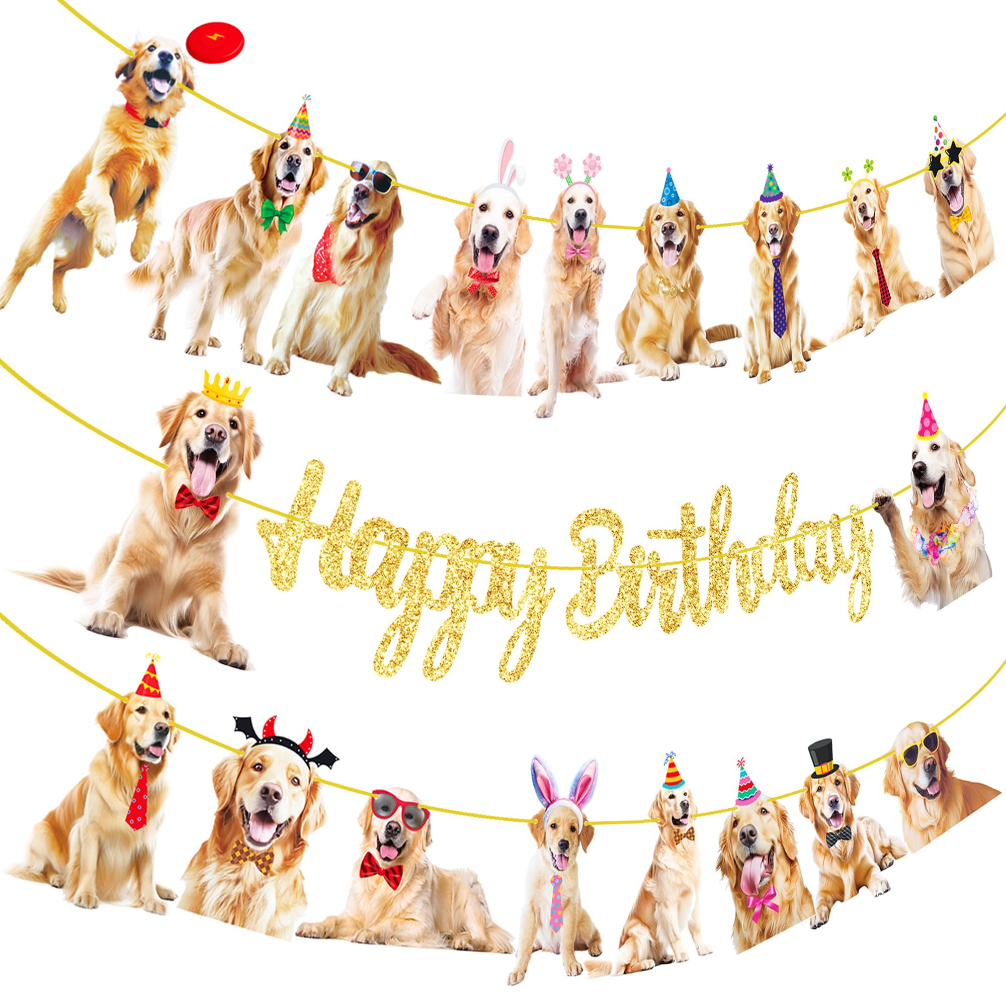 Golden Retriever Birthday Decorations 3Pcs Golden Retriever Birthday Party Banners Dog Birthday Decorations Puppy Dog Party Banners for Dog Birthday Party Supplies