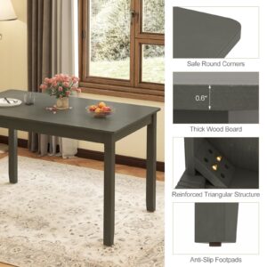 Giantex Dining Table for 4 People, 48” x 29” Kitchen Table with Wood Legs, Rectangular Dinner Table for Small Space, Apartment, Living Room, Dinette Table, Load 330 Lbs, Dining Room Table (Grey)