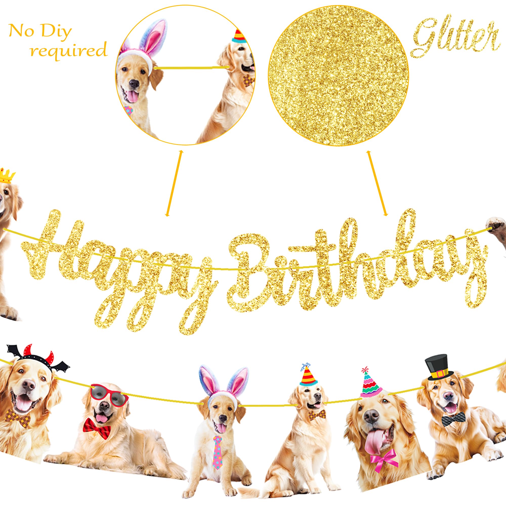 Golden Retriever Birthday Decorations 3Pcs Golden Retriever Birthday Party Banners Dog Birthday Decorations Puppy Dog Party Banners for Dog Birthday Party Supplies