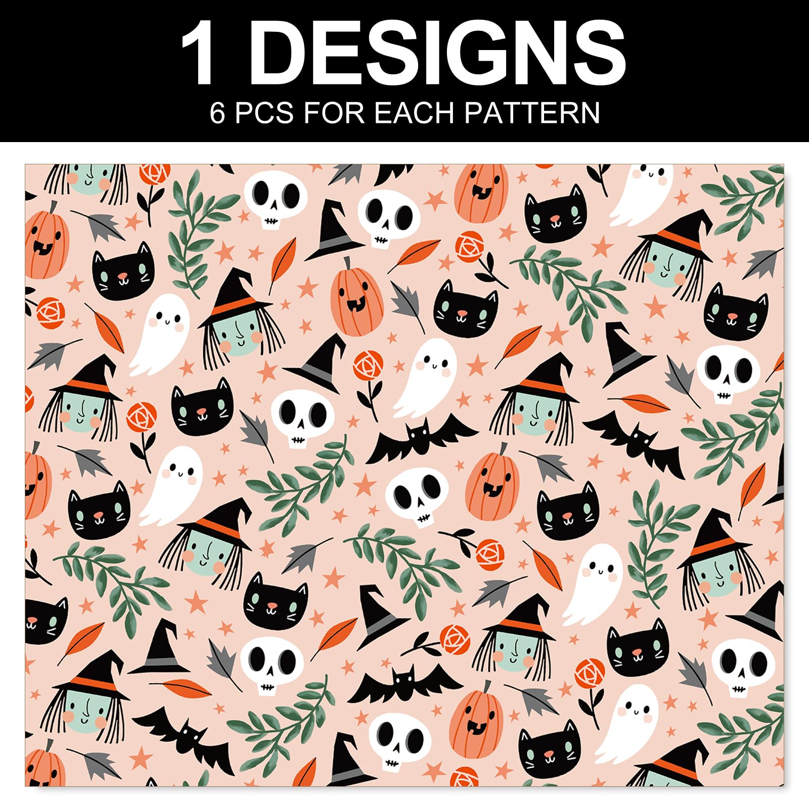 JarThenaAMCS 6 Sheets Halloween Wrapping Paper - Not Roll - Cute Pumpkin Ghost Cat Gift Wrap Paper Folded Flat DIY Craft Paper for Birthday Baby Shower Party Decor, 27.6 x 39.4 Inch