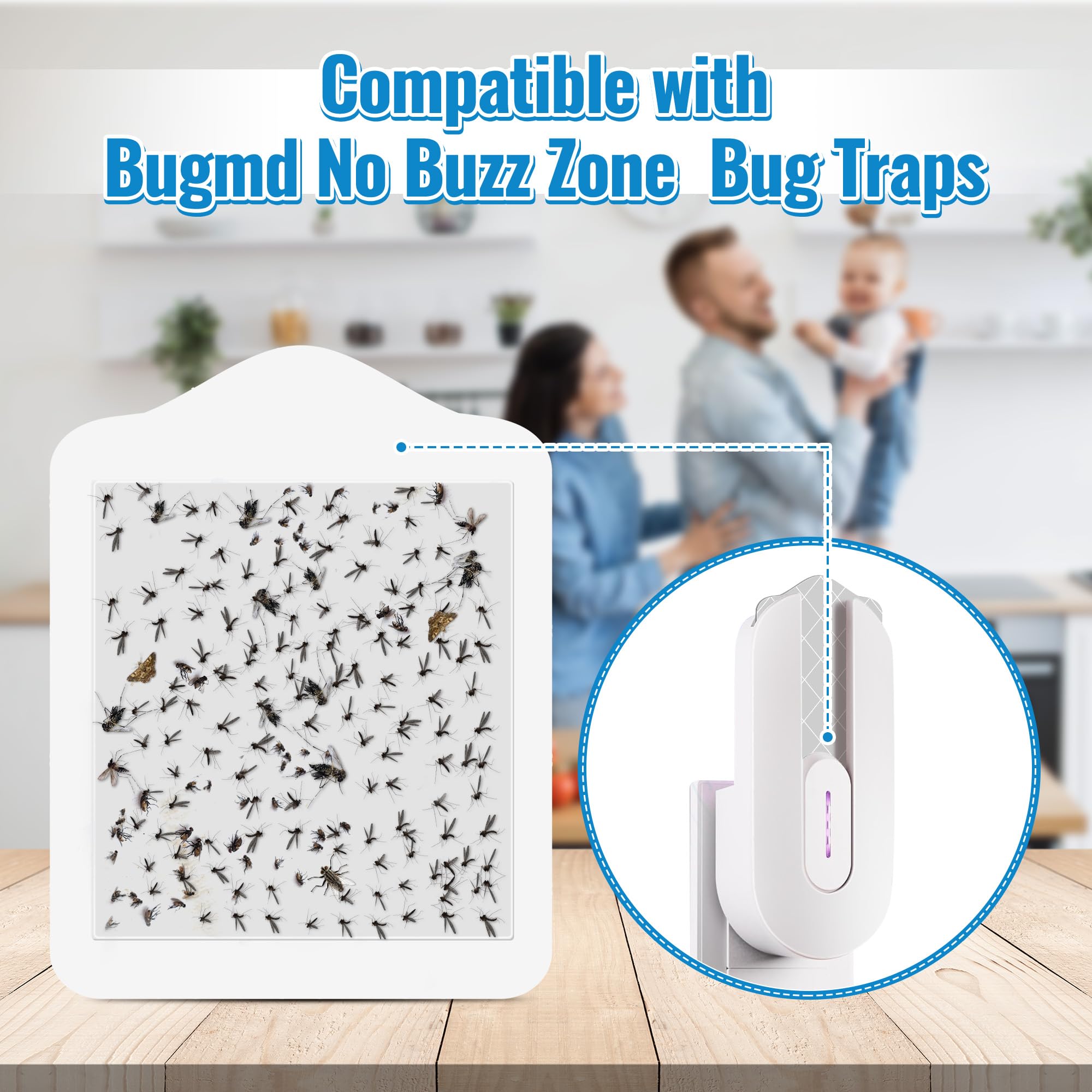 Qualirey 20 Pack Flying Insect Trap Refill Compatible with BugMD No Buzz Zone Bug Trapper, Refill Glue Boards, Adhesive Fly Trap Refills Pad for Insect Bug Mosquito Gnat Fruit Fly Catcher Indoors