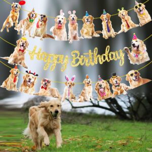 Golden Retriever Birthday Decorations 3Pcs Golden Retriever Birthday Party Banners Dog Birthday Decorations Puppy Dog Party Banners for Dog Birthday Party Supplies