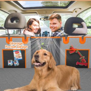 Instraella Back Seat Extender for Dogs, Dog Car Seat Cover for Back Seat with Waterproof Hard Bottom for Car SUV, Dog Hammock Travel Bed to Protect Your Car Backseat (for Car/Compact SUV-Grey)