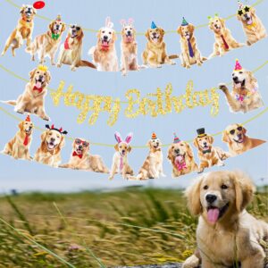 Golden Retriever Birthday Decorations 3Pcs Golden Retriever Birthday Party Banners Dog Birthday Decorations Puppy Dog Party Banners for Dog Birthday Party Supplies