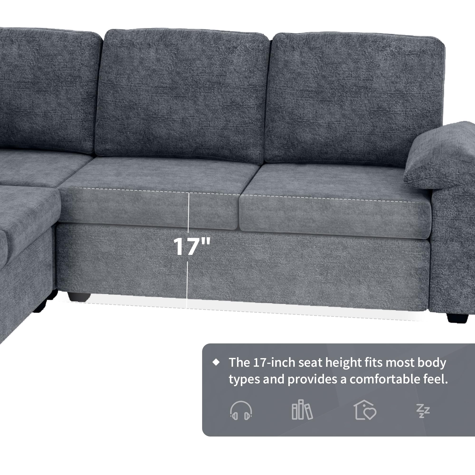 Merax 84"x84" 6 Seat Velvet Sectional Sofa Set, Large L Shaped Corner Couch with Ottoman, Armrest Pillow, Upholstered Indoor Furniture for Living Room, Apartment, Office, Gray