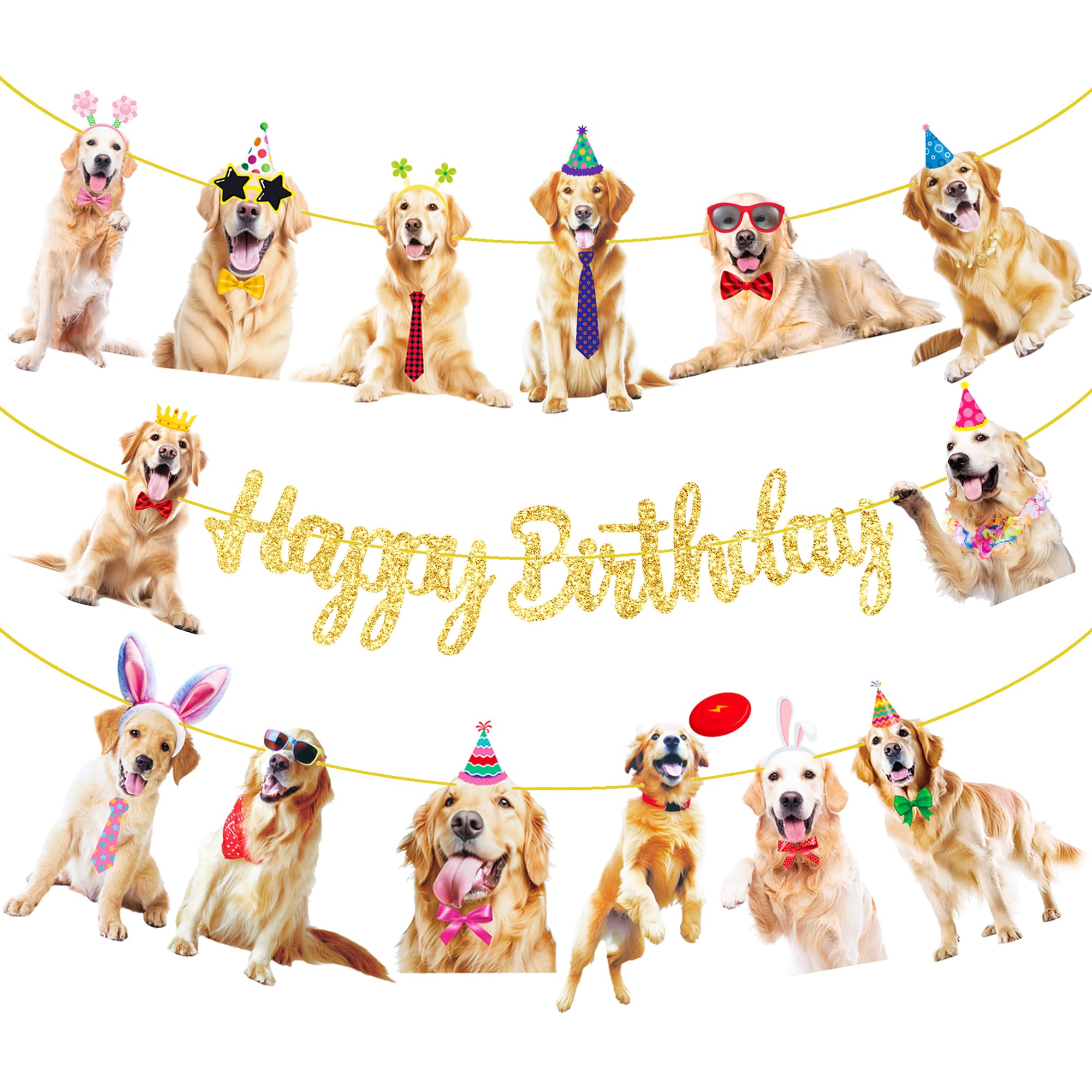 Golden Retriever Birthday Decorations 3Pcs Golden Retriever Birthday Party Banners Dog Birthday Decorations Puppy Dog Party Banners for Dog Birthday Party Supplies