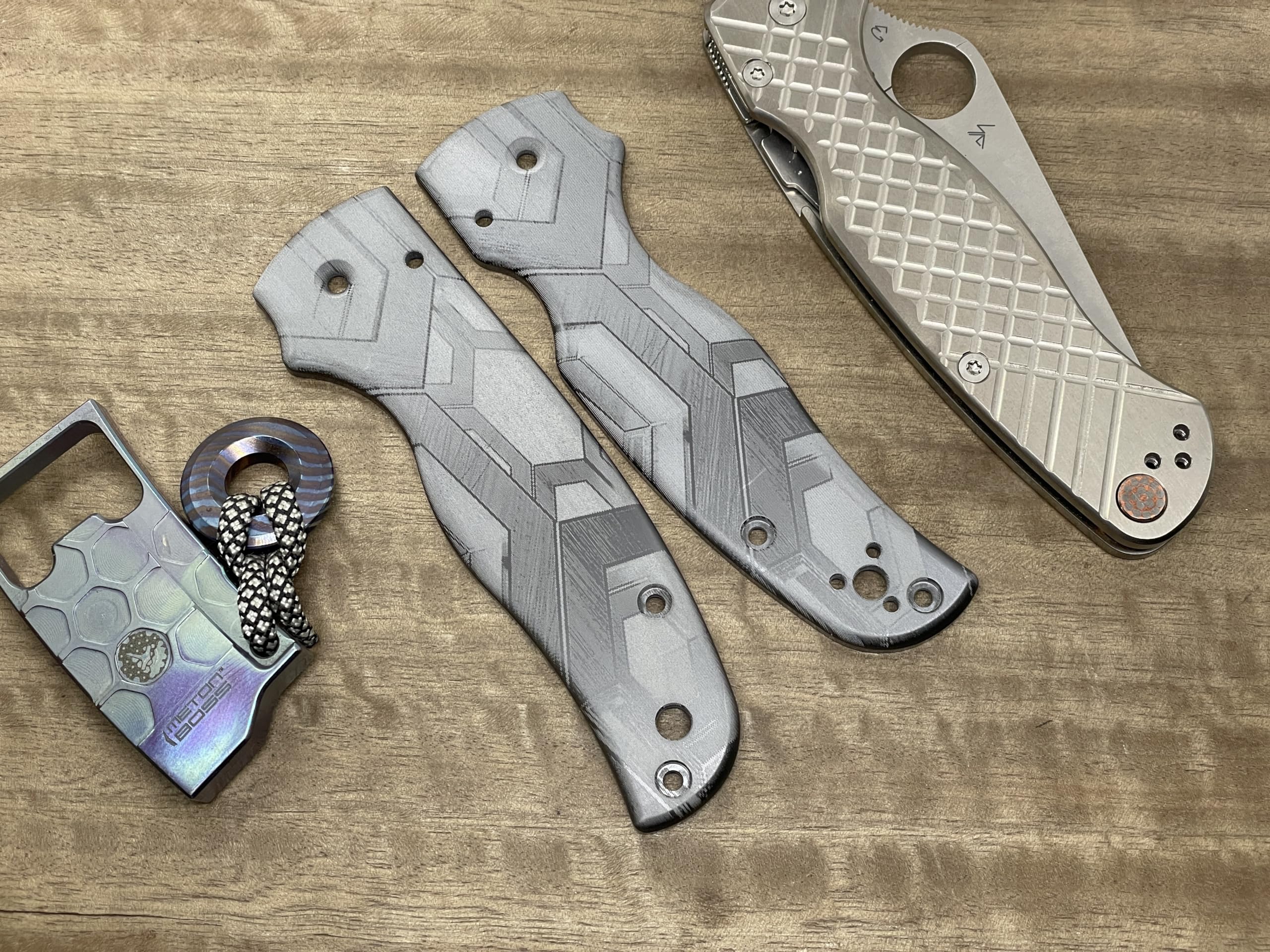 FALCON engraved Zirconium Scales for SHAMAN Spyderco