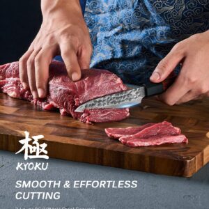 KYOKU 4.5" Utility Knife, Japanese Kage Series Tomato Knife with Rosewood Handle, Sharp 3 Layer High Carbon Steel Kitchen Knife with Gift Box for Meat Vegetable Fruit Cutting Slicing Chopping