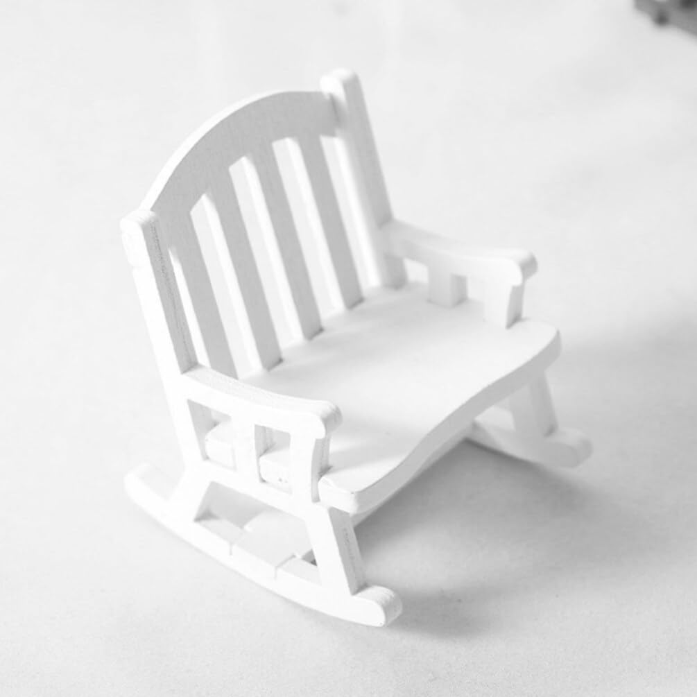 JOINPAYA 2pcs Miniature Dollhouse Rocking Chair 1:12 Scale Wooden Furniture Accessories Tiny Mini House Cake Topper Decoration Chair Model for Fairy Garden