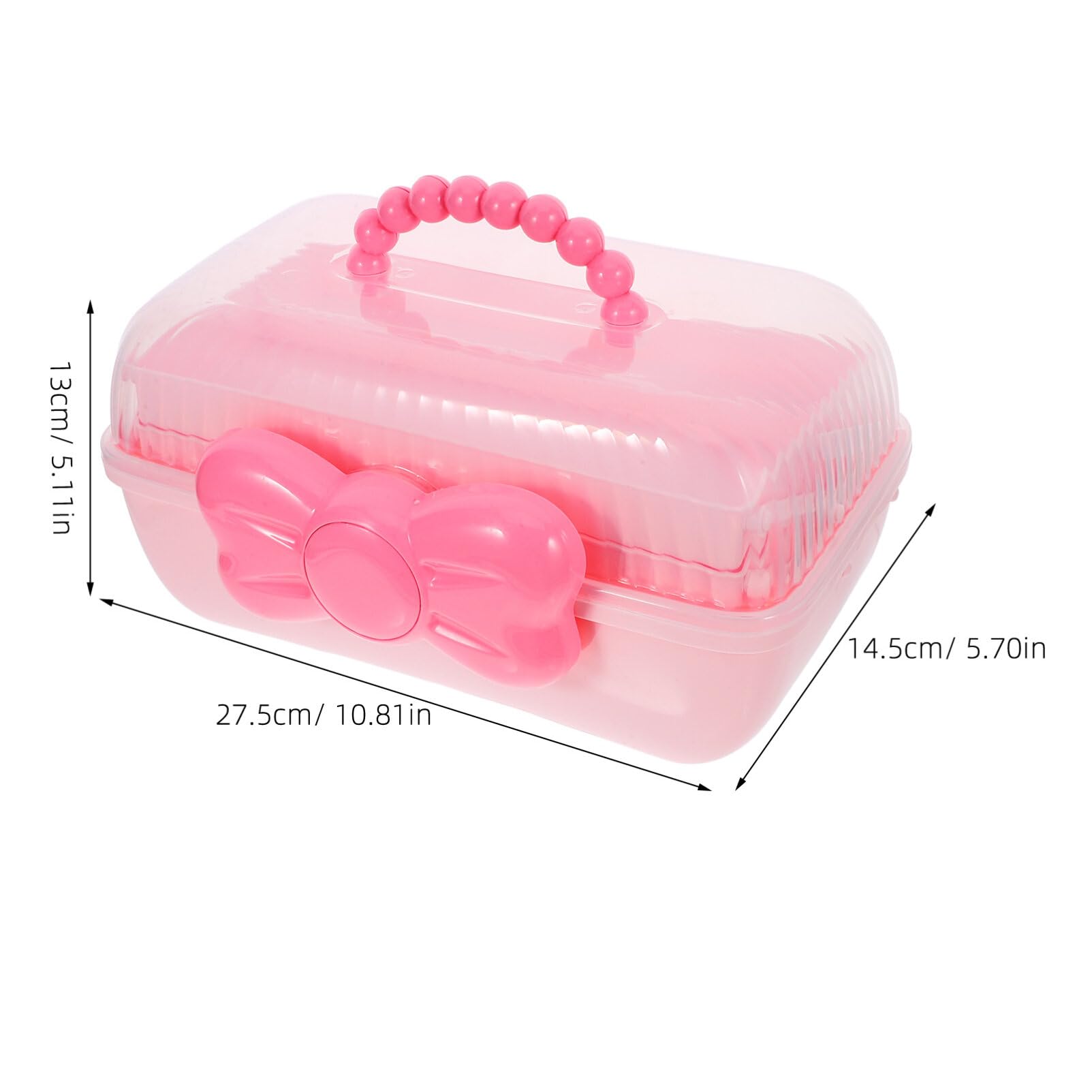 JOINPAYA On-The-go Girl Makeup Box, Hard Plastic Makeup Organizer Box, Two-Layer Art Crafts Case Sewing Supplies Organizer Pink