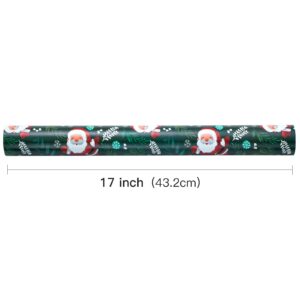 LeZakaa Christmas Wrapping Paper Roll - Santa Claus in Dark Green for Christmas Holiday, Party - 17 inches x 32.8 Feet (46.45 sq.ft.)