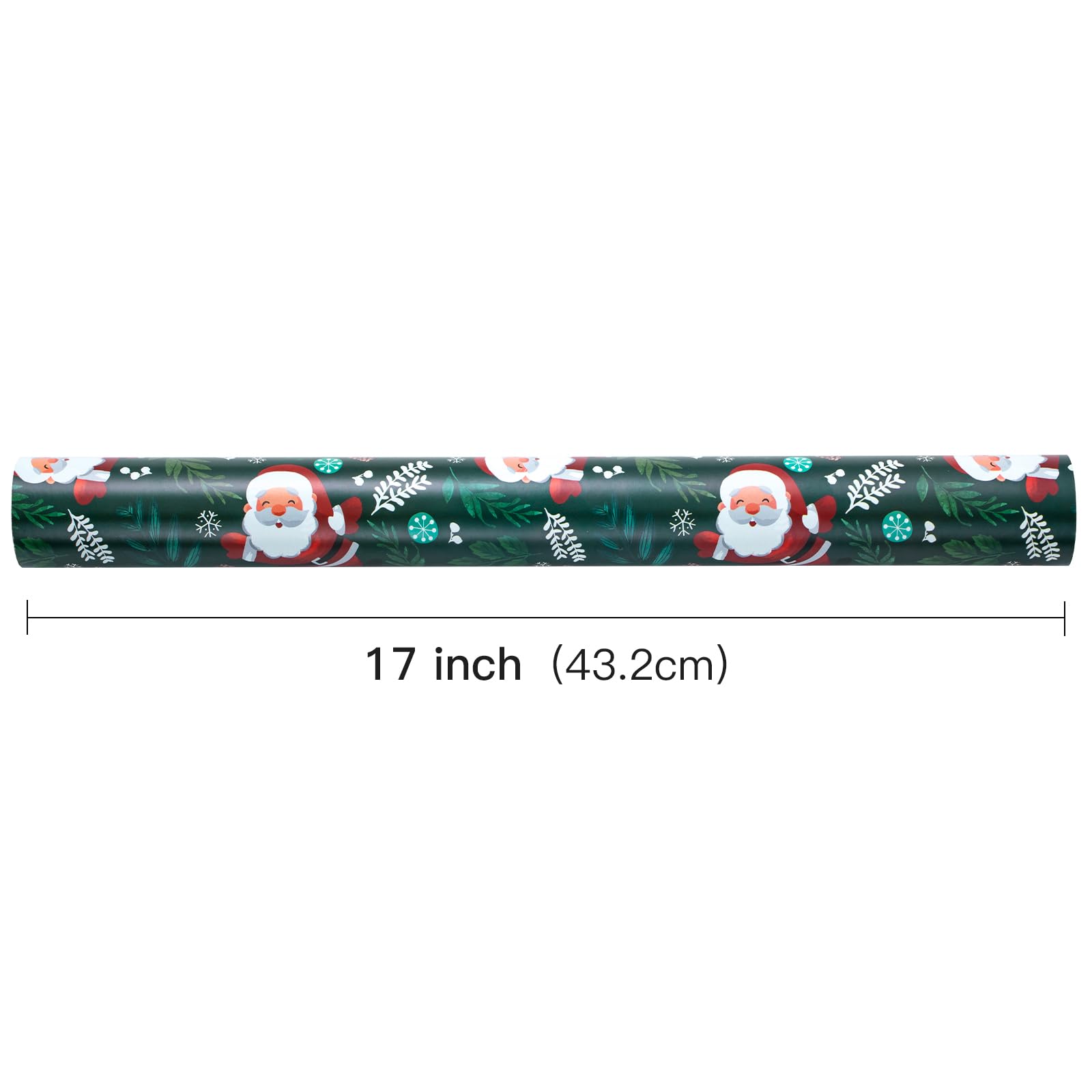 LeZakaa Christmas Wrapping Paper Roll - Santa Claus in Dark Green for Christmas Holiday, Party - 17 inches x 32.8 Feet (46.45 sq.ft.)