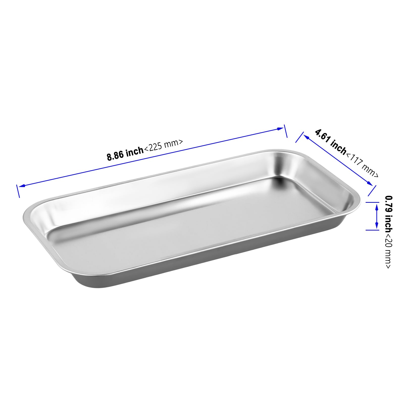 KOHAND 12PCS 201 Stainless Steel Tray, Metal Surgical Tray, Rectangular Silver Metal Trays for Lab Instrument