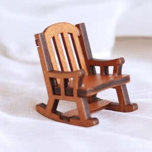 JOINPAYA 2pcs Miniature Dollhouse Rocking Chair 1:12 Scale Wooden Furniture Accessories Tiny Mini House Cake Topper Decoration Chair Model for Fairy Garden