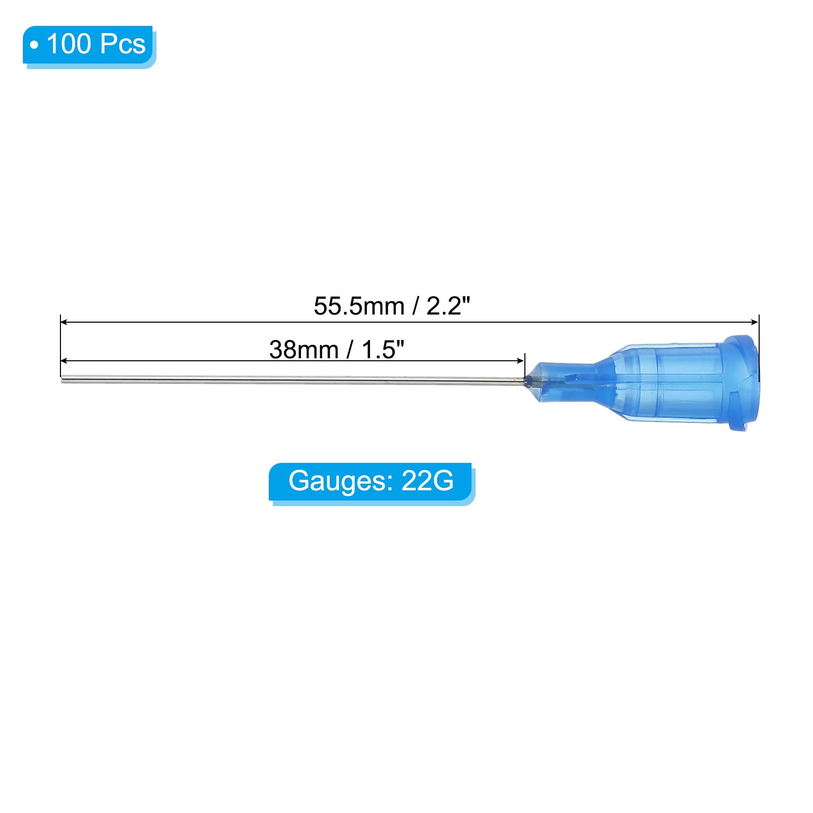 PATIKIL Blunt Tip Dispensing Needles 1.5 Inch, 100 Pcs 22G Industrial Liquid Dispenser Needle with Lure Lock for Refilling Liquid Inks Adhesive Glue