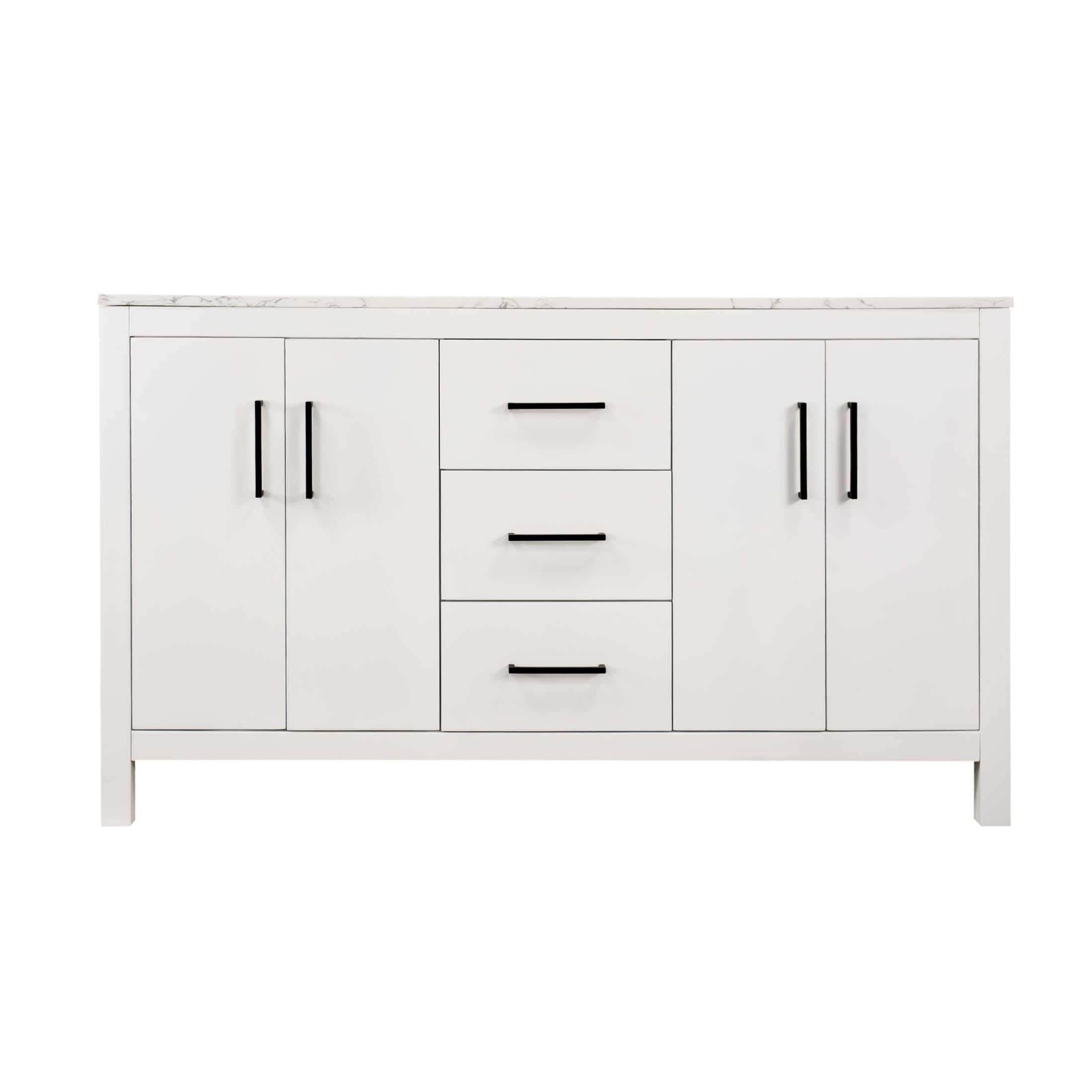 Kitchen Bath Collection Copenhagen 60-inch Double Bathroom Vanity (Engineered Marble/White): Includes White Cabinet with Engineered Marble Countertop and White Ceramic Sink