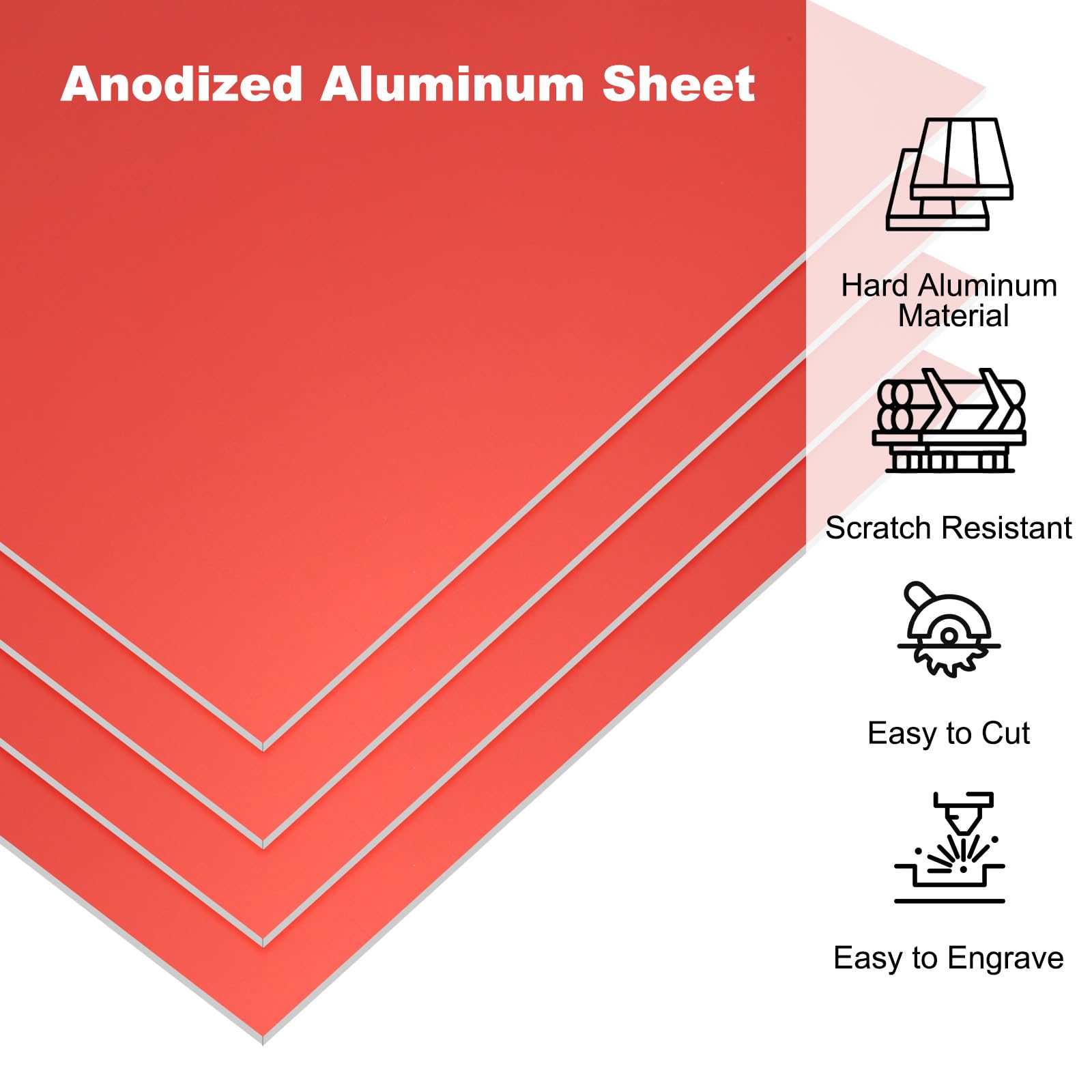 PATIKIL 7x5x1/32inch Anodized Aluminum Sheet, 10Pcs Metal Rectangle Aluminum Plate 0.8mm Thick Engraving Blanks for Laser Engraving DIY Decorative Crafting Home Decoration, Red