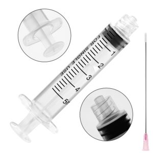 otwooi Syringes with 18 Ga Blunt Tip Needle, for Precision Liquid Handling and Refilling - 5ml 10ml 20ml 30ml Syringe Blunt Needles, Ideal for Liquids, Adhesives, and Oils（5ml, 5pcs)