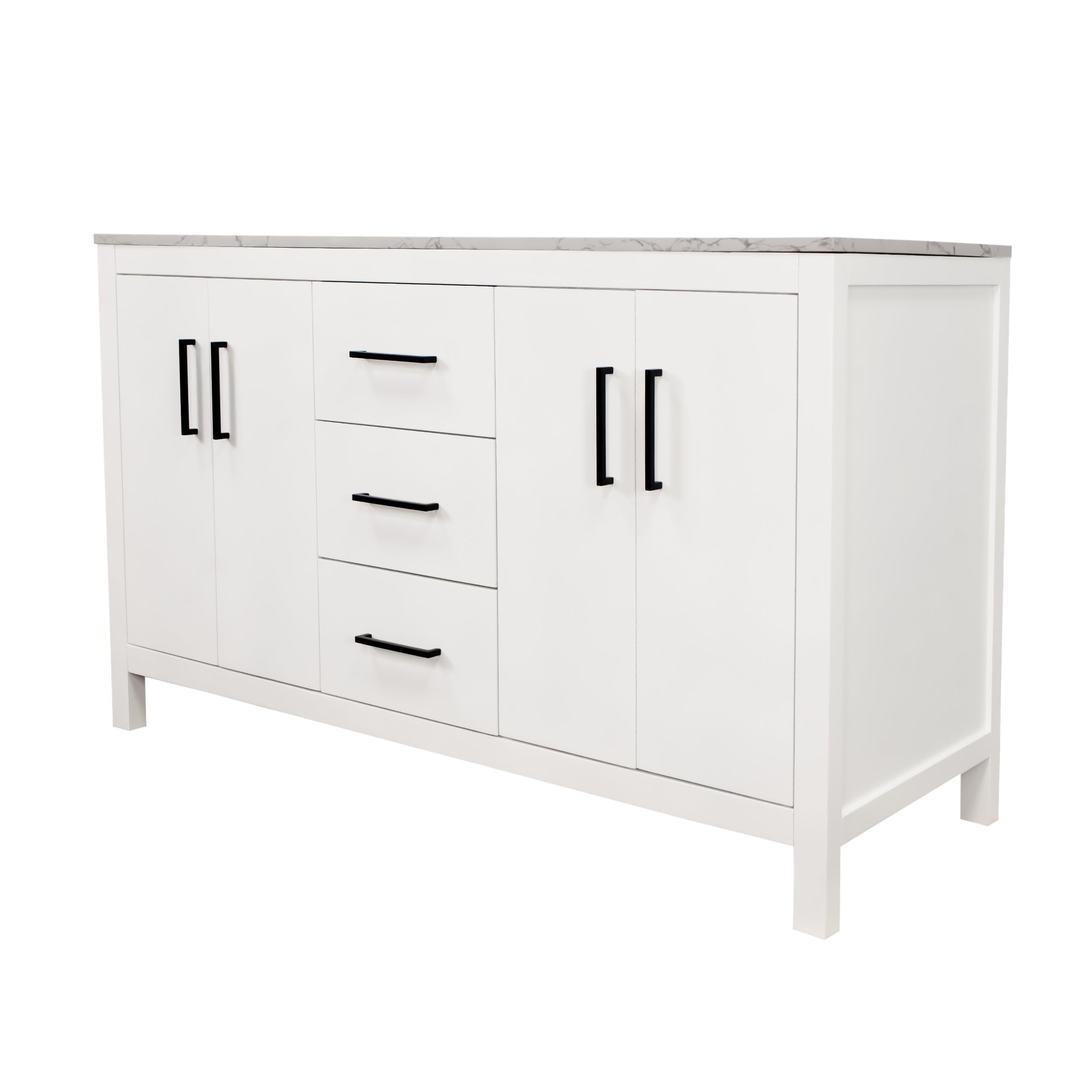 Kitchen Bath Collection Copenhagen 60-inch Double Bathroom Vanity (Engineered Marble/White): Includes White Cabinet with Engineered Marble Countertop and White Ceramic Sink