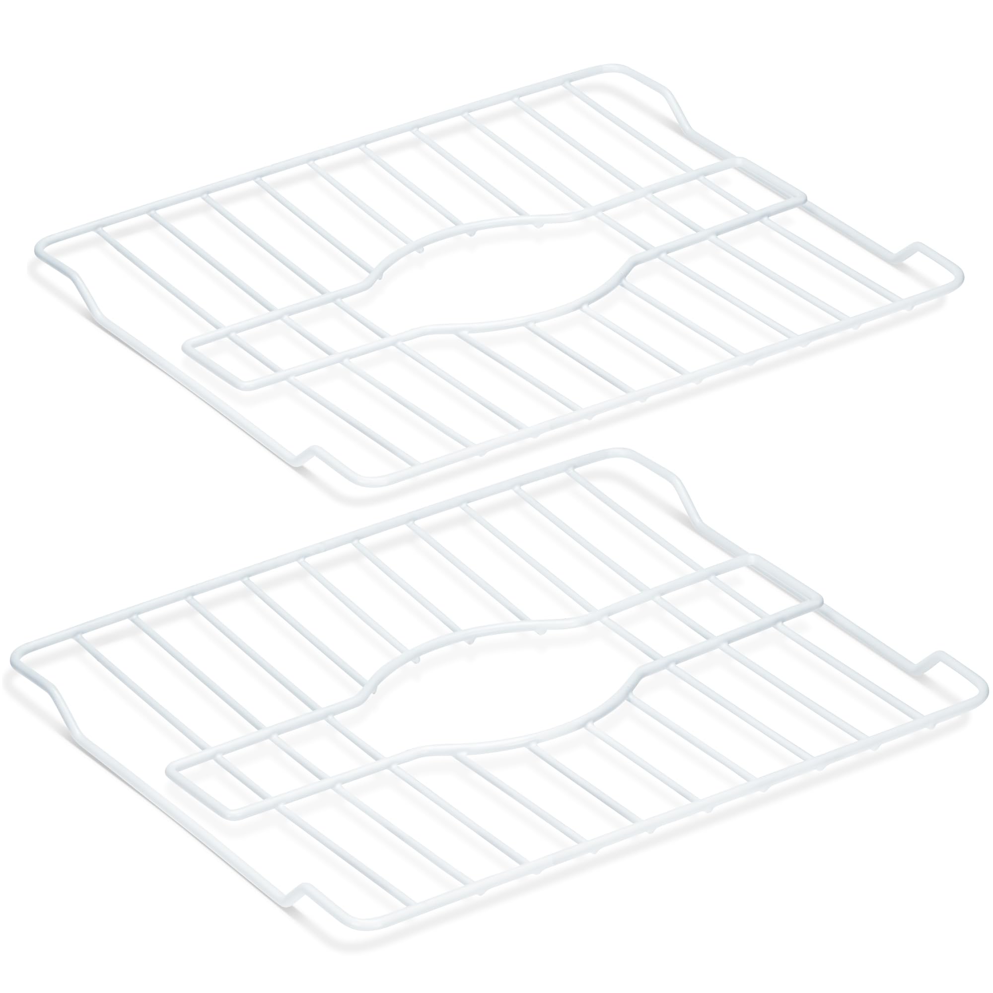 DecorRack Sink Protectors for Kitchen Sink, 12" x 10" Metal Dish Drying Rack for Sink, Sink Grate with Center Drain, Protects from Stains, Scratches, Dishwasher Safe, Standard Size (2 Pack)