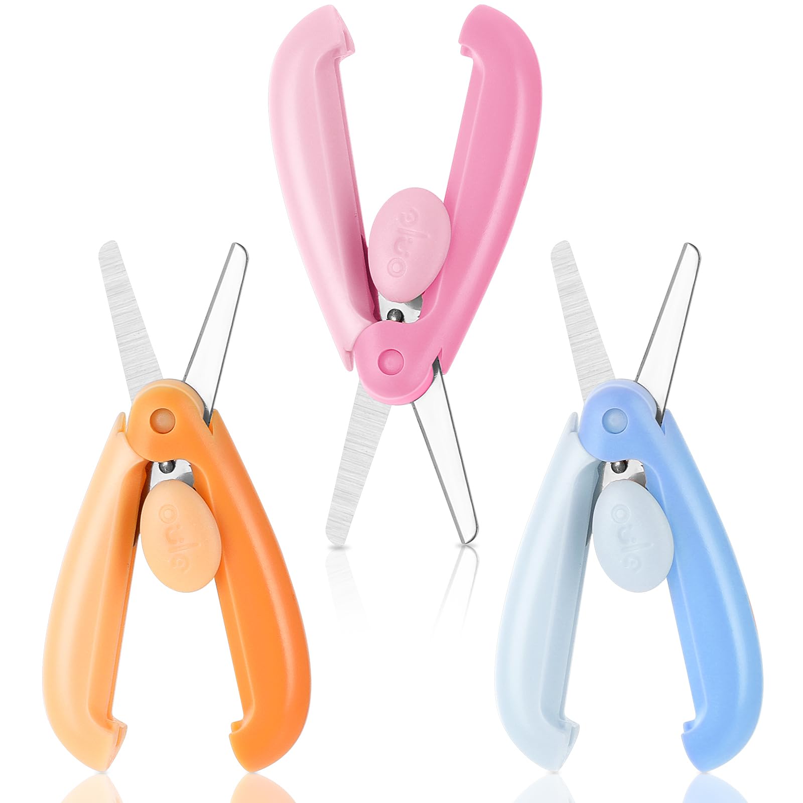 3 Pcs Safety Scissors for Kids Retractable Small Scissors Folding Travel Scissors Cute Craft Scissors for Toddler Crafts Children Arts Preschool Training, Orange Pink Blue