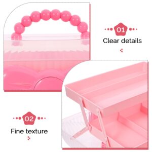 JOINPAYA On-The-go Girl Makeup Box, Hard Plastic Makeup Organizer Box, Two-Layer Art Crafts Case Sewing Supplies Organizer Pink