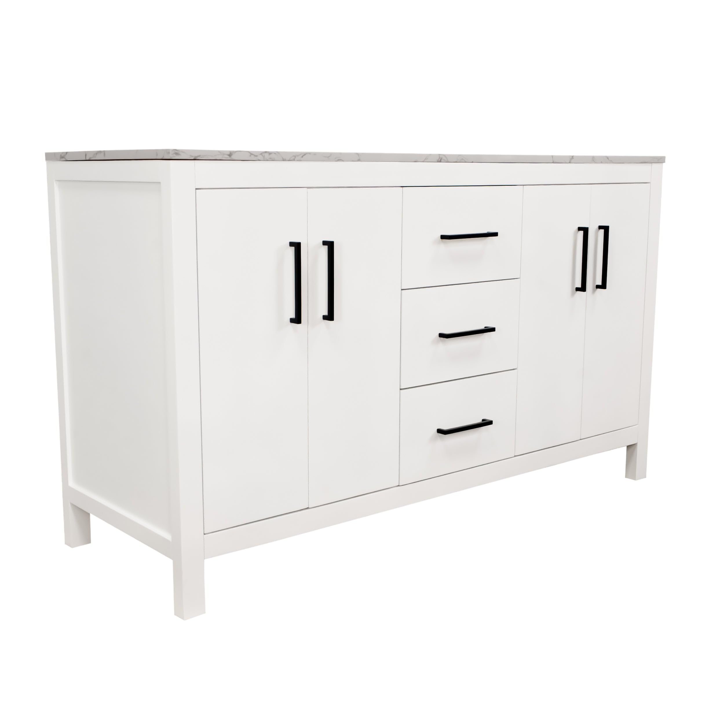 Kitchen Bath Collection Copenhagen 60-inch Double Bathroom Vanity (Engineered Marble/White): Includes White Cabinet with Engineered Marble Countertop and White Ceramic Sink