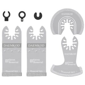 daemkod diamond oscillating tool blade, professional multi tool blades kits, grout removal blade for oscillating tool, fit dewalt bosch worx ryobi milwaukee,(4 pack)